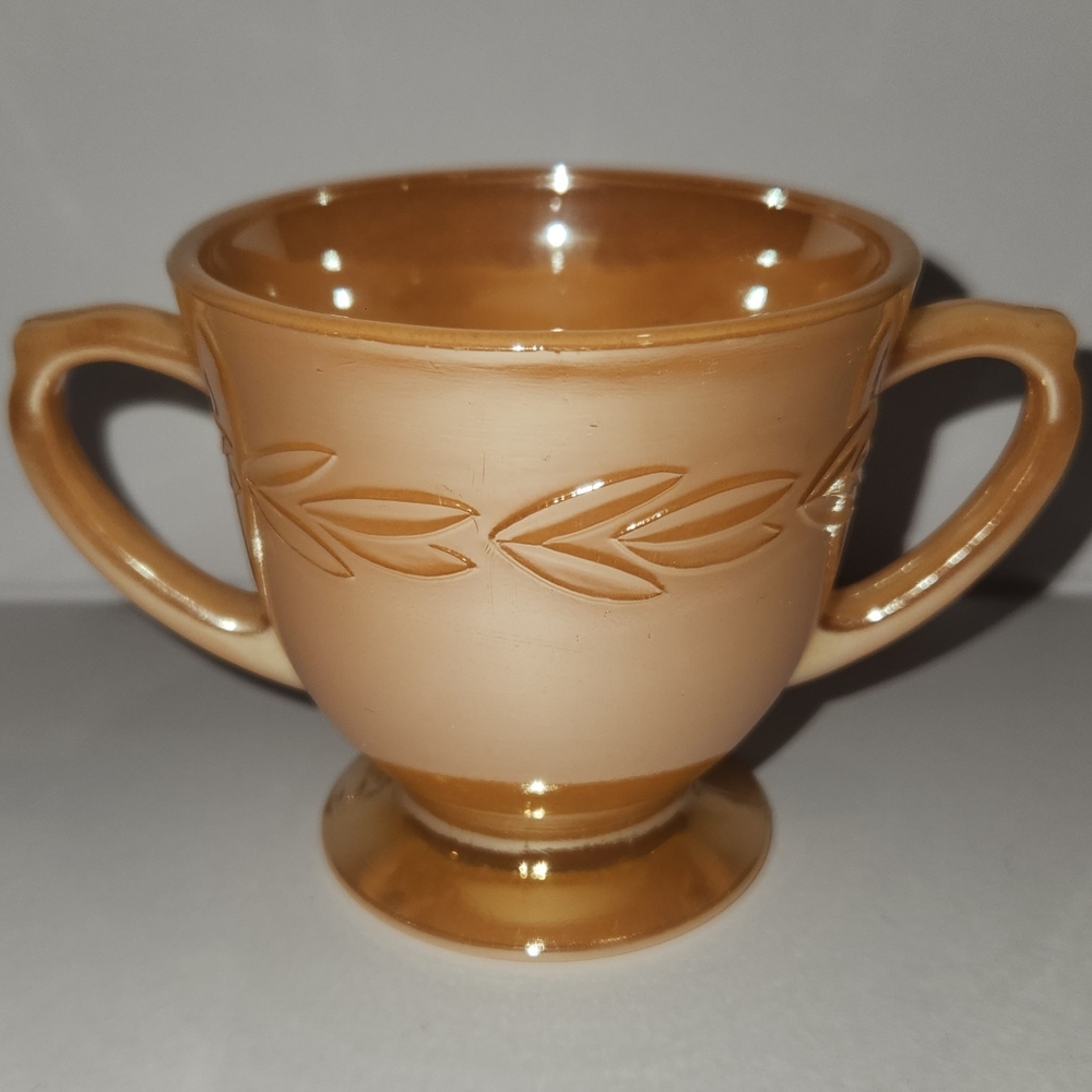 Fire King Peach Lustre Sugar Bowl